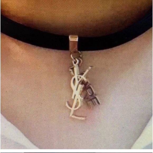 New YSL Black leather Necklace and or Bracelet with gold tone charms - Picture 4 of 9